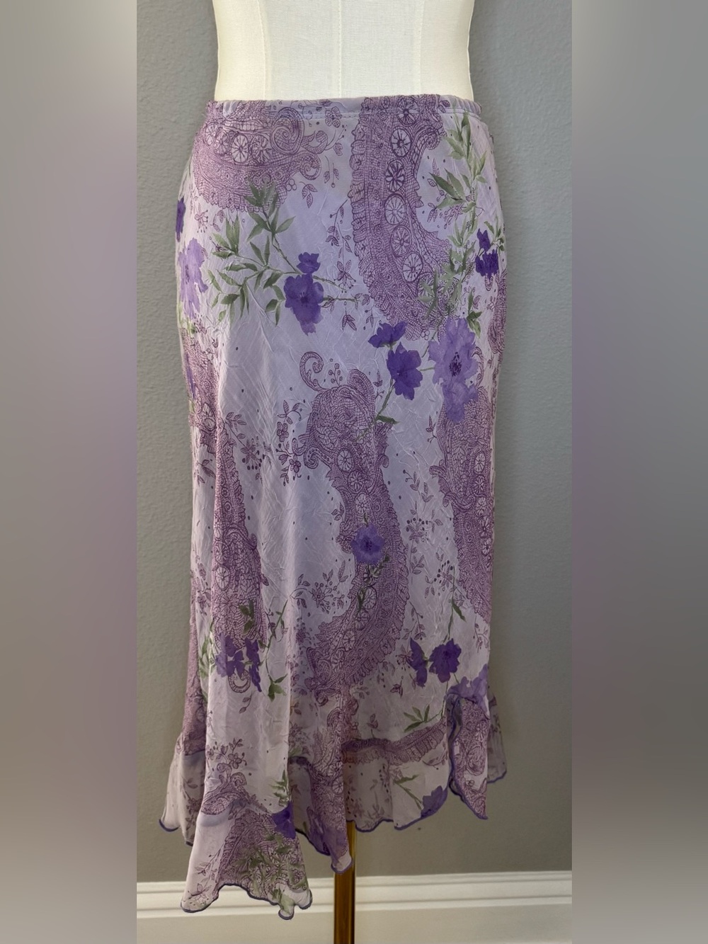 Light Lavender Floral Midi Skirt - Unbranded